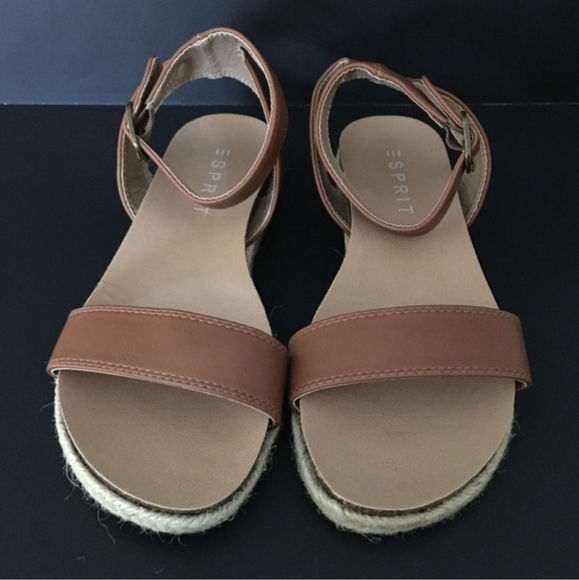 Esprit Jenna Espadrille Sandals Brown Open Toe Buckle Adjustable Ankle Strap - Picture 4 of 8
